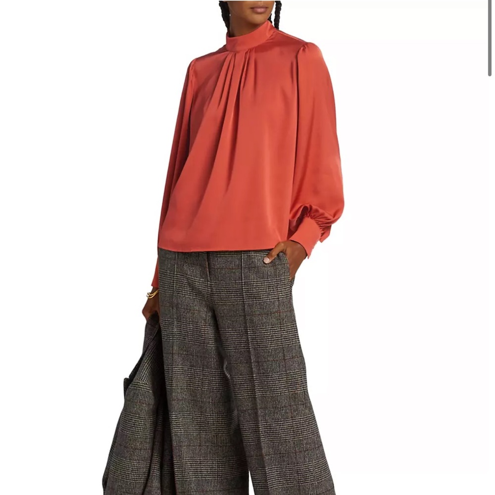 Elie Tahari
Mock Turtleneck Silk Blouse